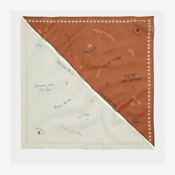 Madewell Triangle 2-Pack Bandanas Scarves Boho Star Peace Floral Warm Umber NEW - Picture 3 of 10